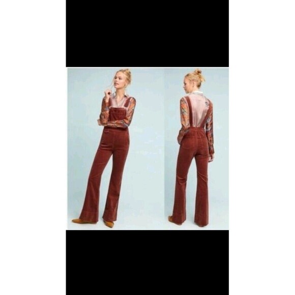 Anthropologie Pilcro Corduroy flare Overalls sz 27 - Picture 1 of 11